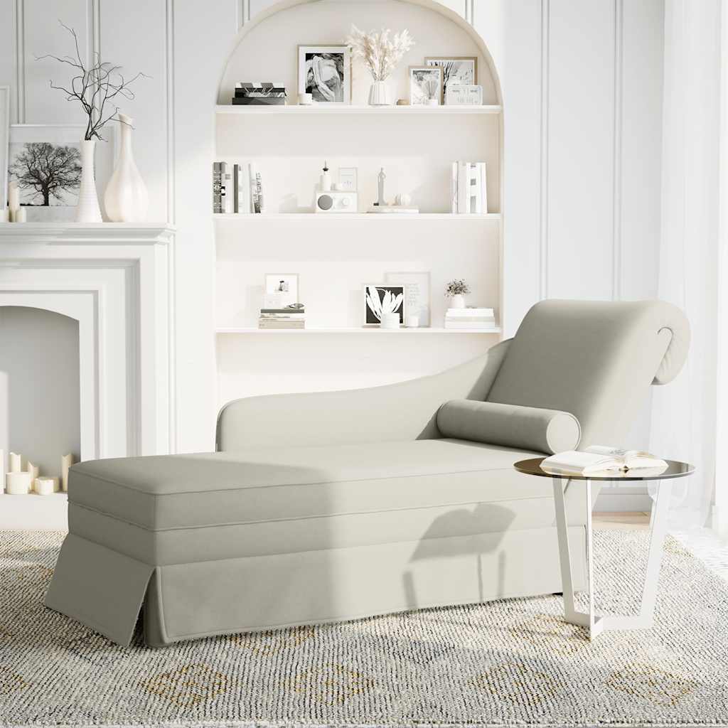 Chaiselongue mit Nackenrolle und Rechter Armlehne Blau Samt
