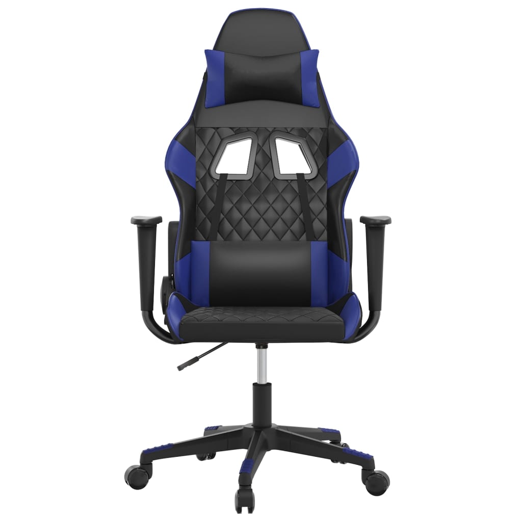 Gaming-Stuhl mit Massagefunktion Schwarz und Blau Kunstleder