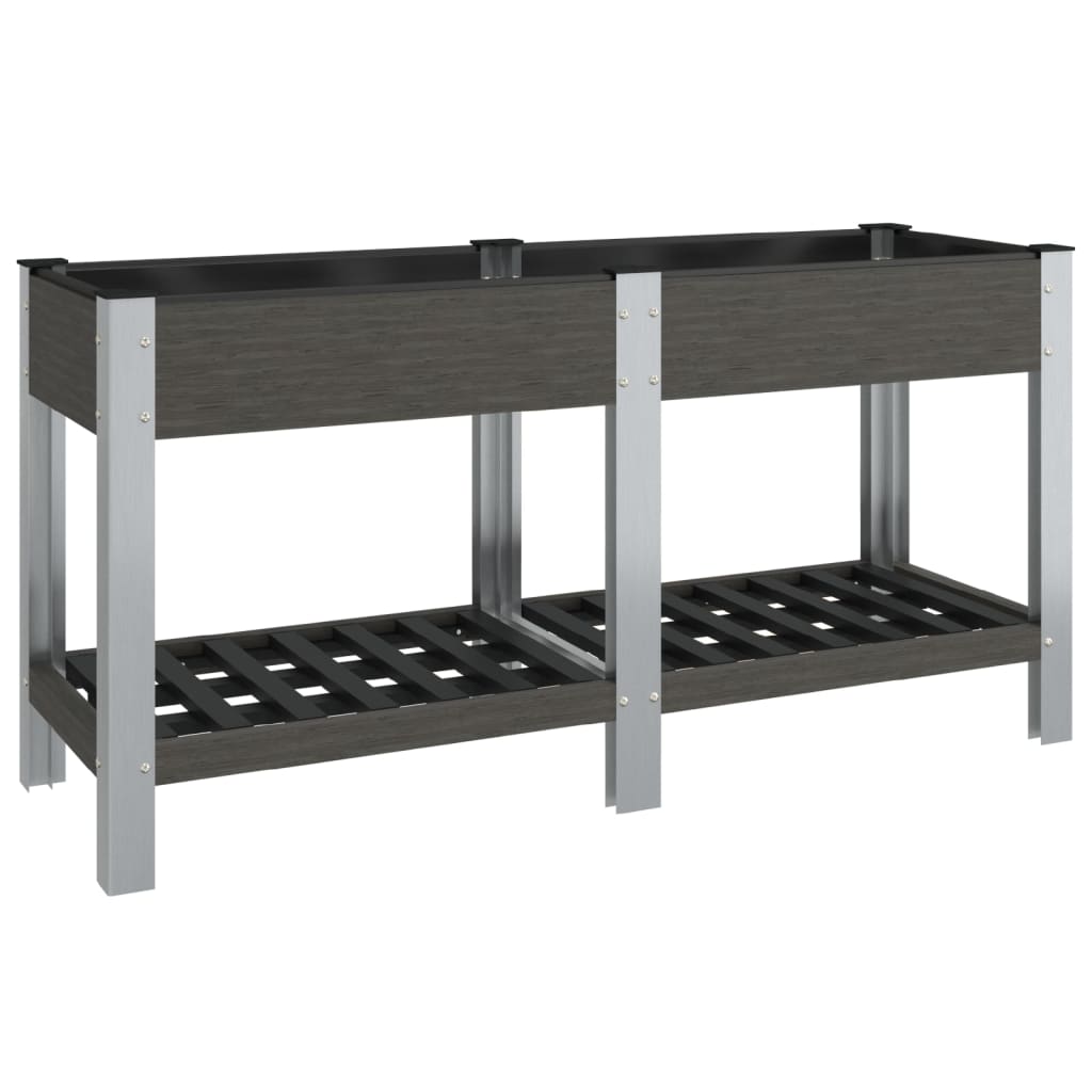Garten-Hochbeet mit Ablage 50x50x90 cm WPC Grau