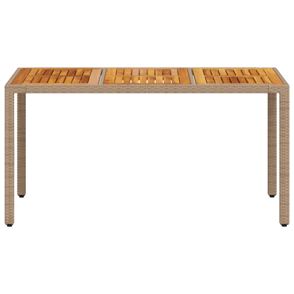 Gartentisch 190x90x75 cm Akazienholz und Poly Rattan Schwarz