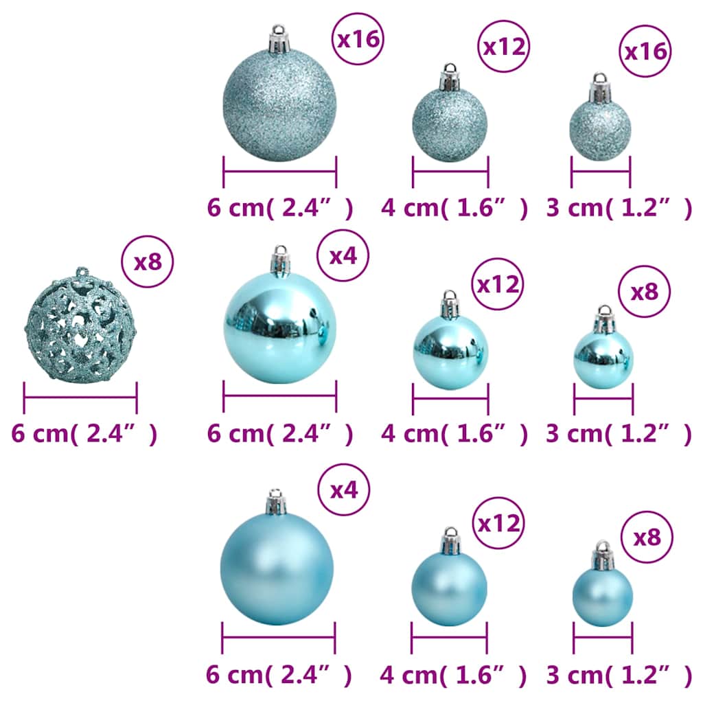 100-tlg. Weihnachtskugel-Set Weiß