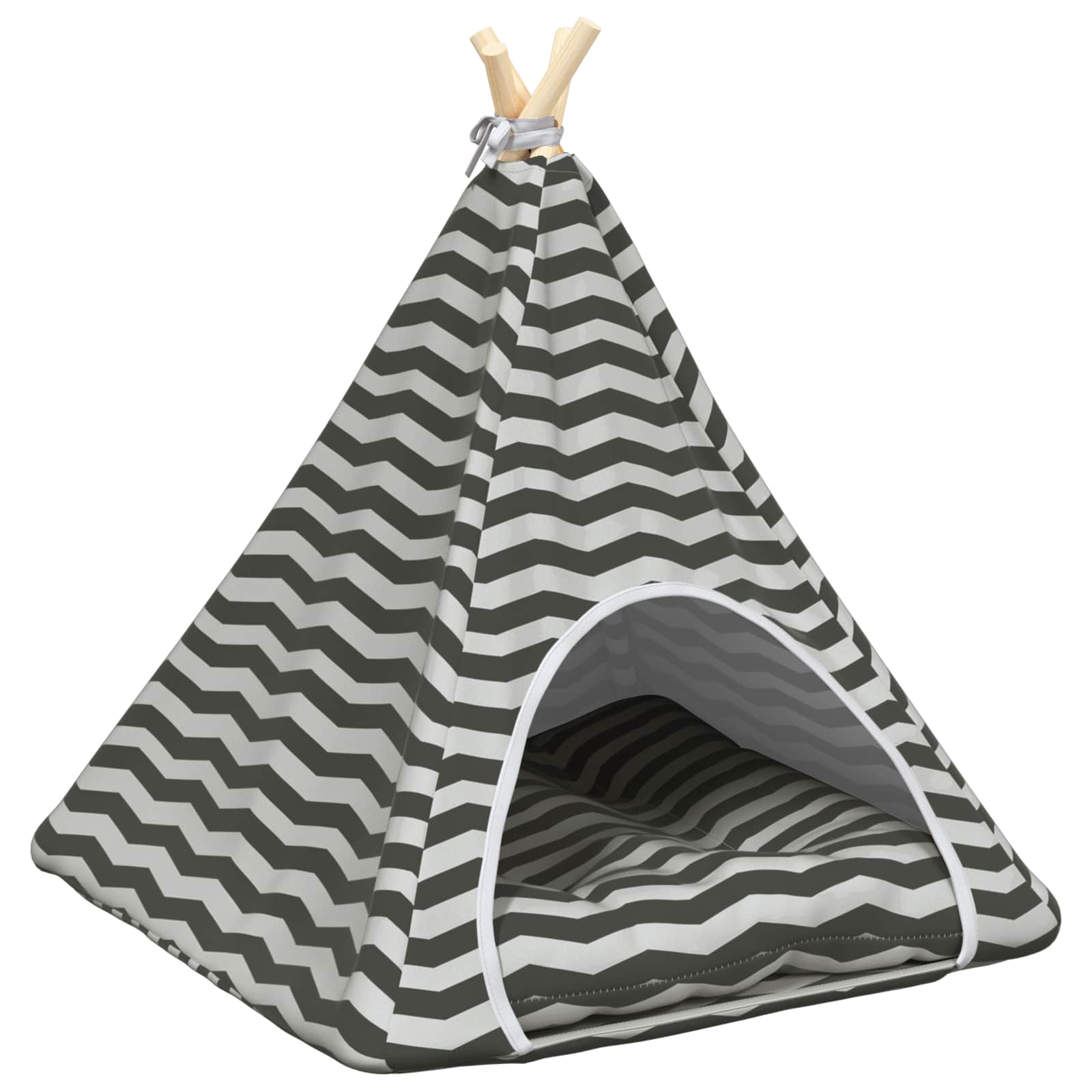 Haustier-Tipi mit Kissen Weiß und Grau 40 x 40 x 50 cm