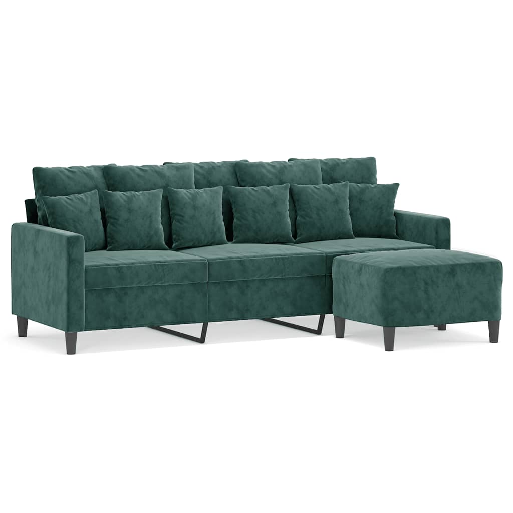 3-Sitzer-Sofa mit Hocker Rosa 180 cm Samt