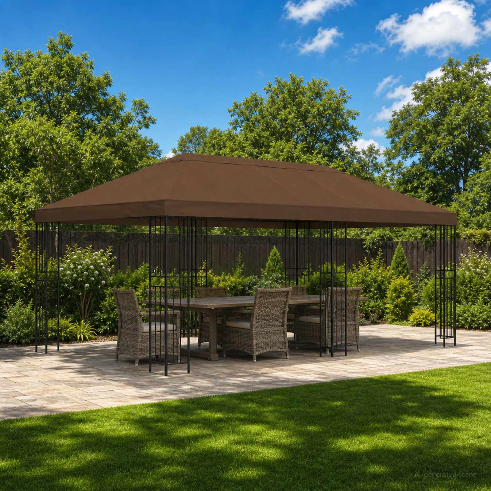 Pavillon mit Seitenwänden 6 x 3 m Beige Polyester und Stahl 190