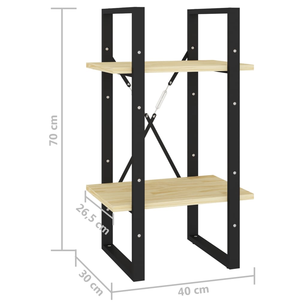 Bücherregal 2 Fächer Weiß 40x30x70 cm Holzwerkstoff