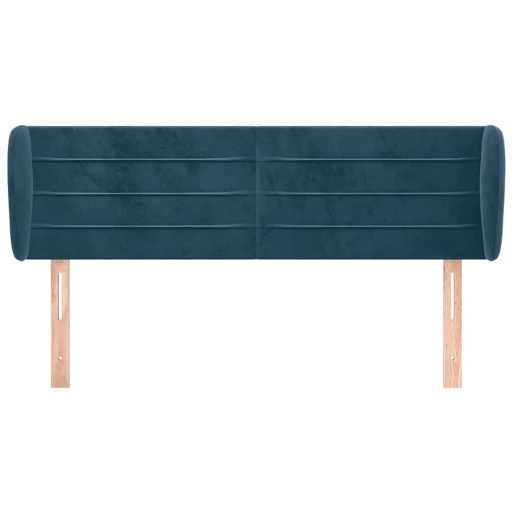 Kopfteil mit Ohren Dunkelblau 203x23x118/128 cm Samt
