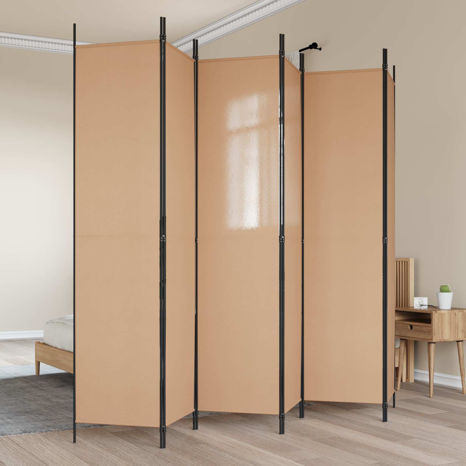 3-teiliger Raumteiler Beige 150 x 220 cm Stoff