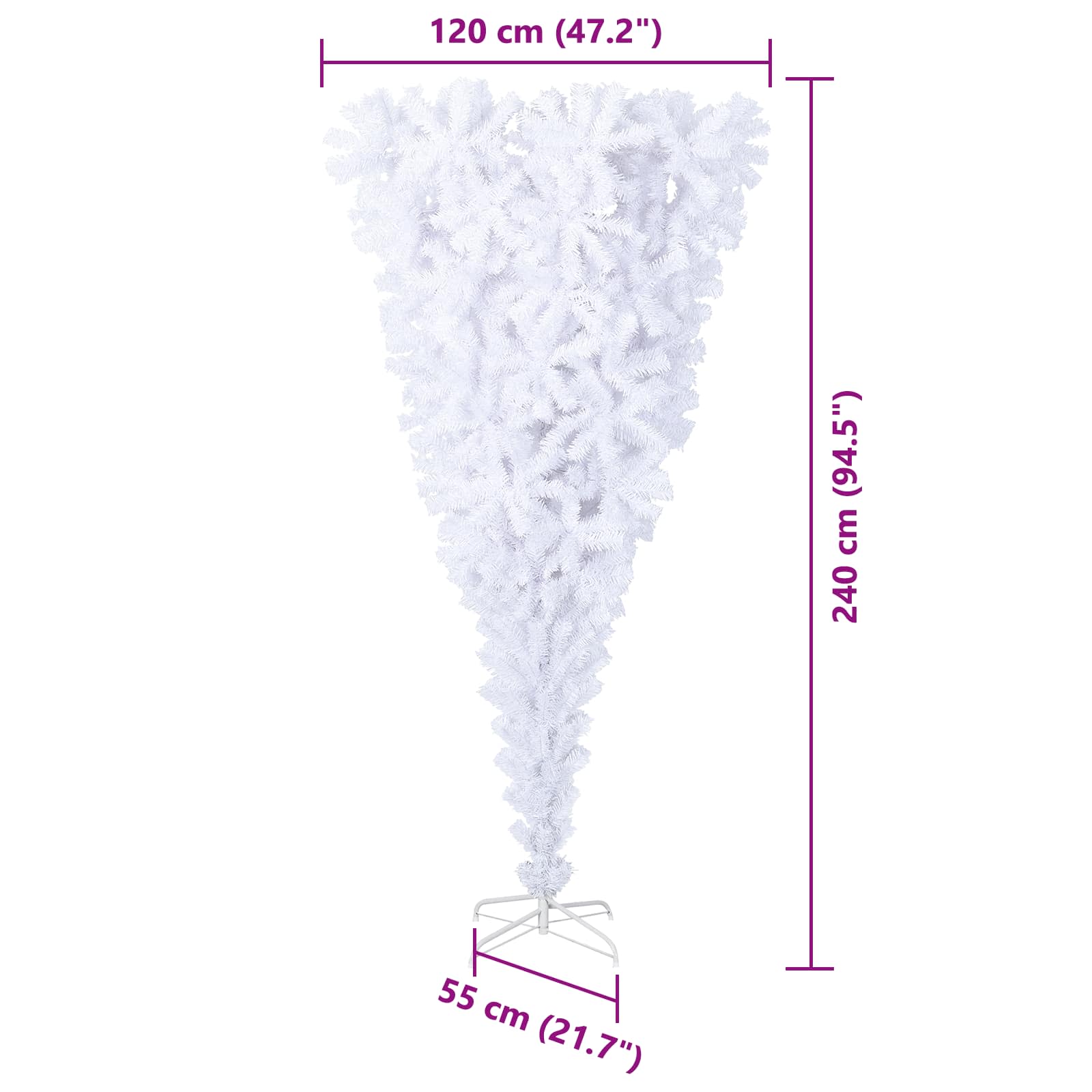 Künstlicher Weihnachtsbaum Weiß 180 cm PVC und Stahl