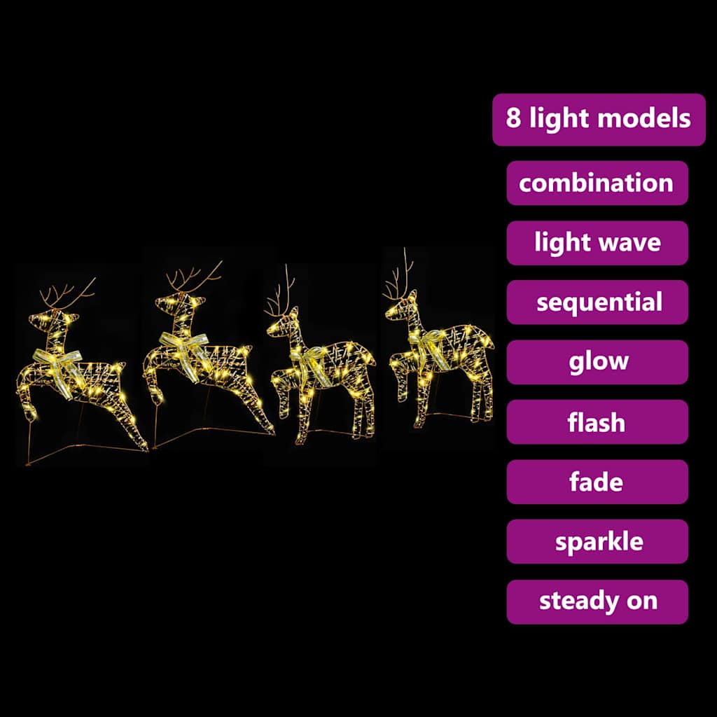 LED Rentiere 4 pcs Gold Stoff
