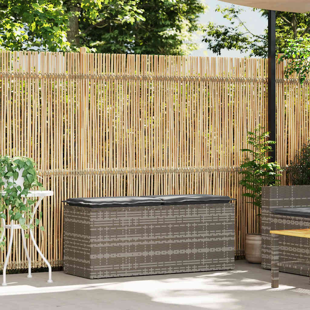 Gartenbank mit Kissen Schwarz 110x40x44 cm Poly Rattan