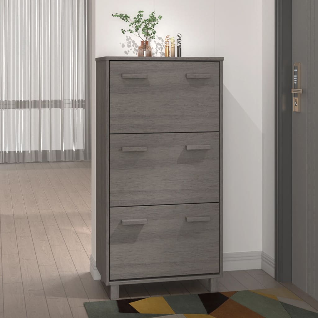 Schuhschrank HAMAR Honigbraun 59,5x35x117 cm Massivholz Kiefer