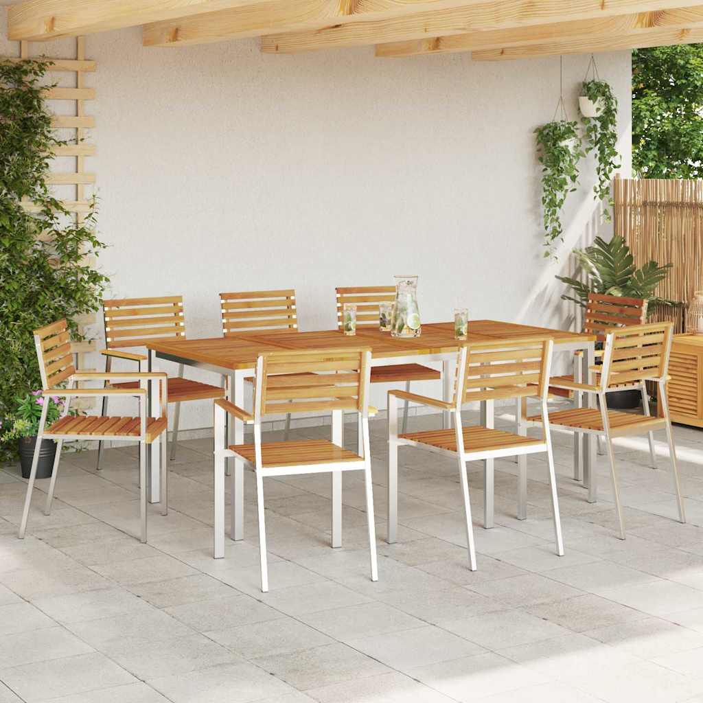 Gartenstuhl 6 pcs Massives Akazienholz und Edelstahl