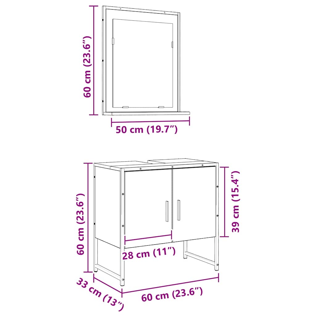 2-tlg. Badmöbel-Set Räuchereiche Holzwerkstoff