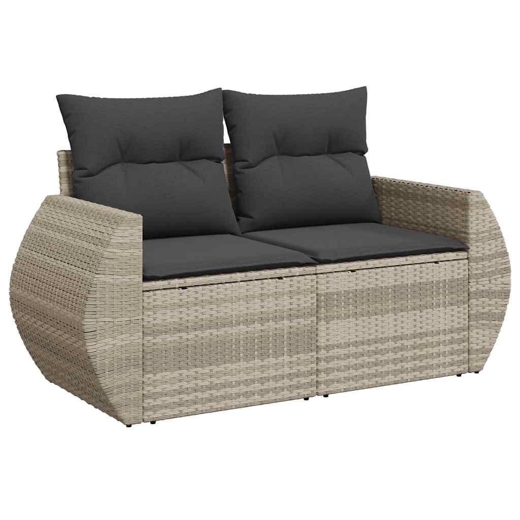 10-tlg. Garten-Sofagarnitur mit Kissen Schwarz Poly Rattan