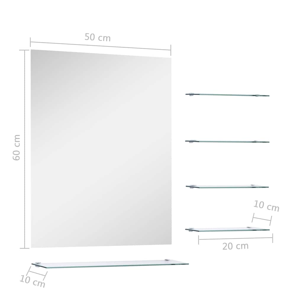 Wandspiegel mit Regal 50×60 cm Hartglas