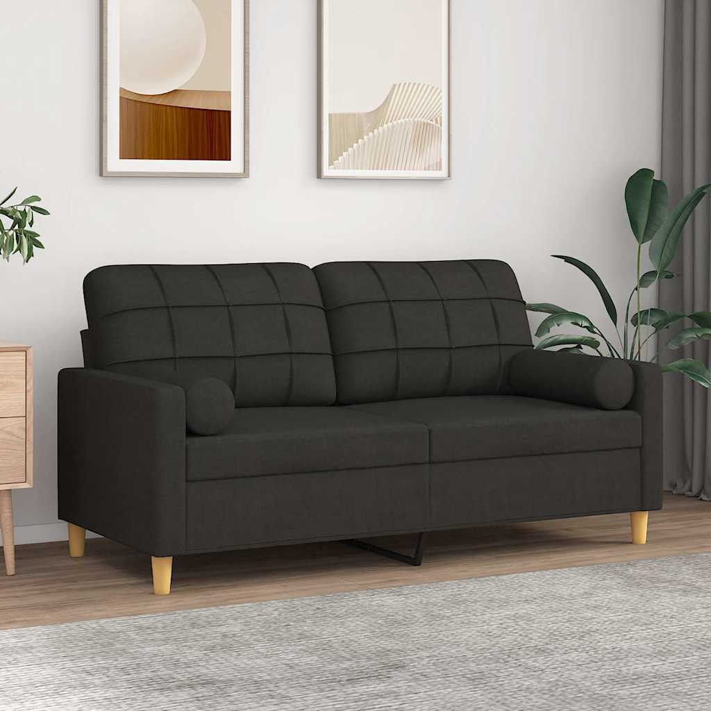 2-Sitzer-Sofa mit Zierkissen Braun 120 cm Stoff