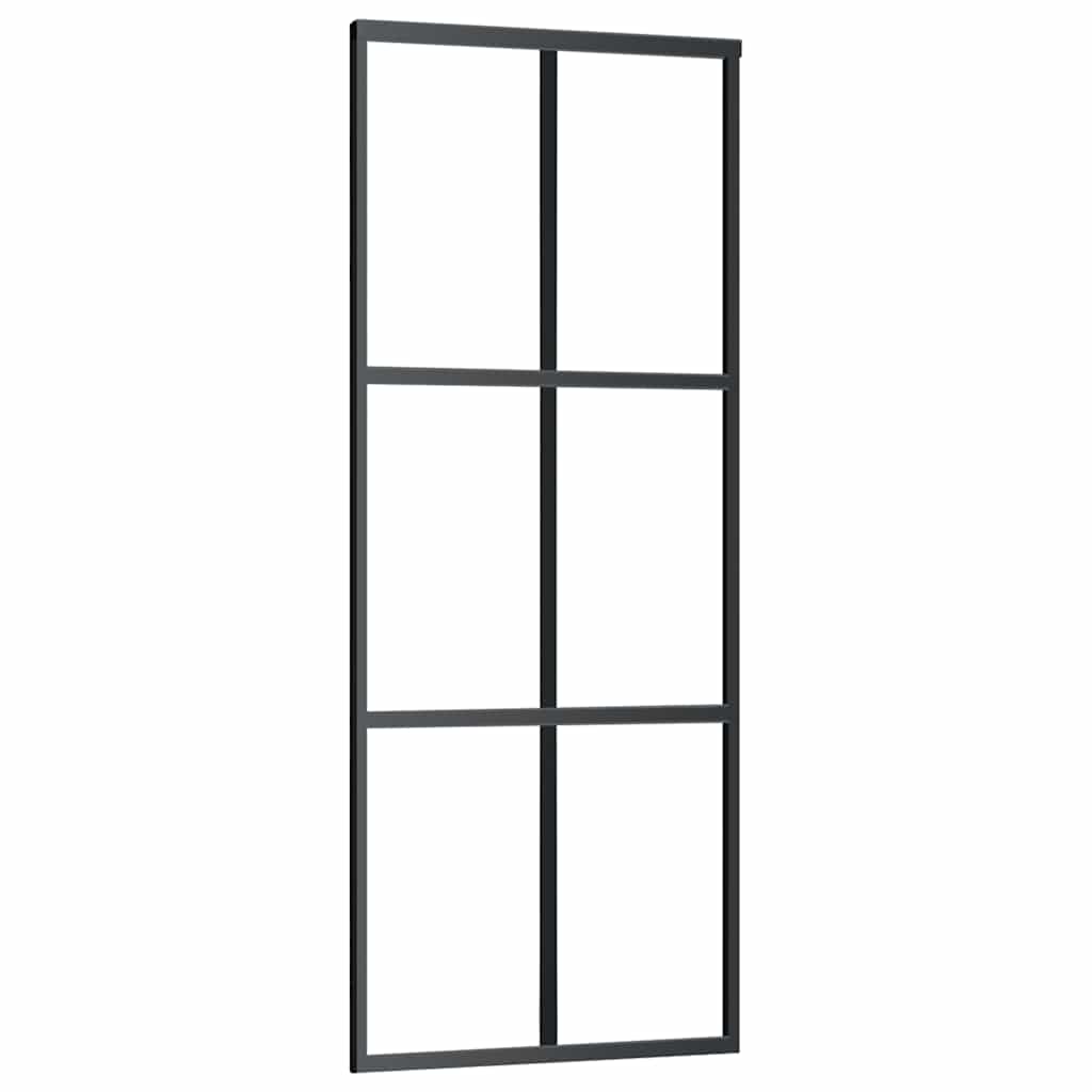 Schiebetür 3-teilig ESG-Glas und Aluminium 76x205 cm Schwarz