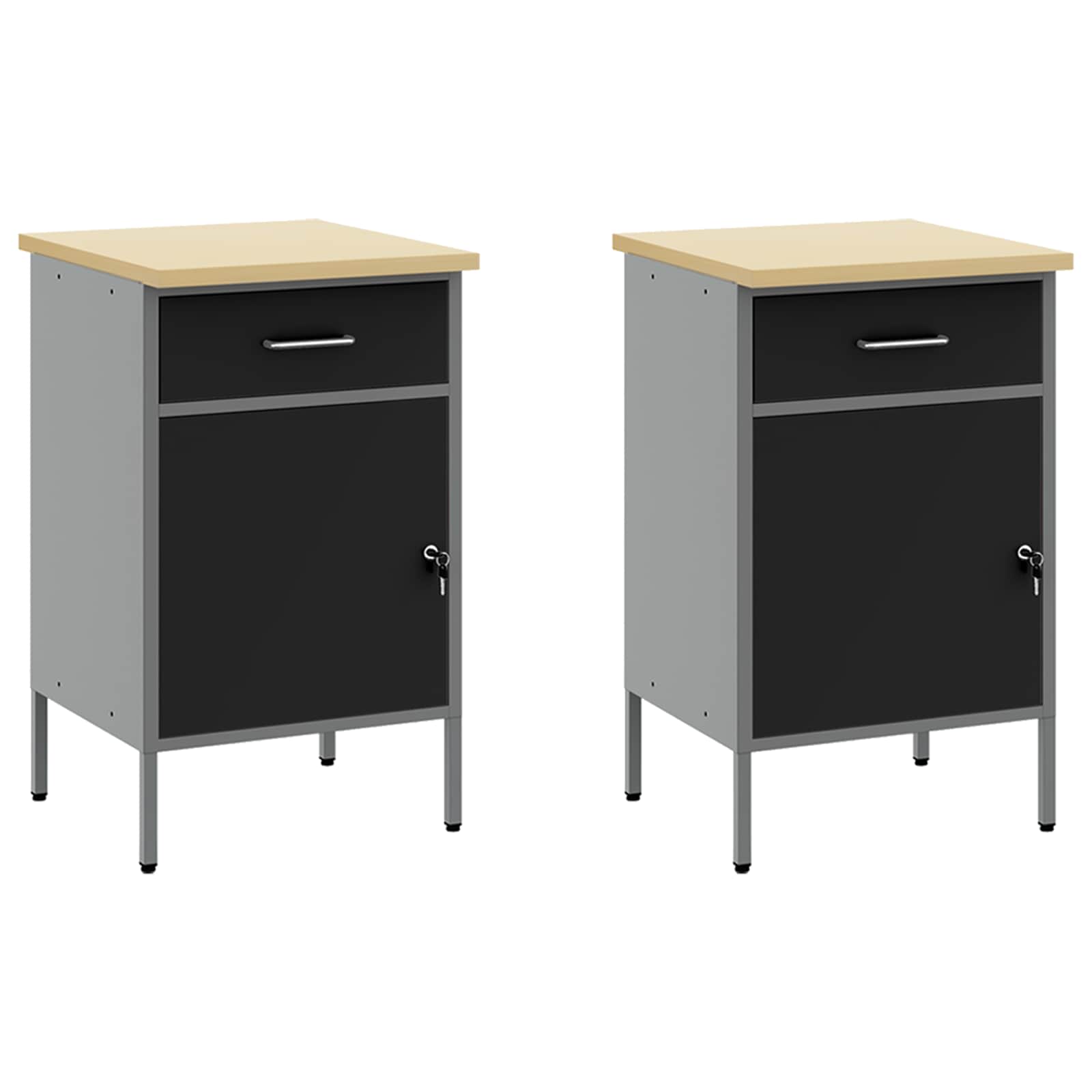 Arbeitsschrankset mit Schubladen mit Regal 8 pcs Grau