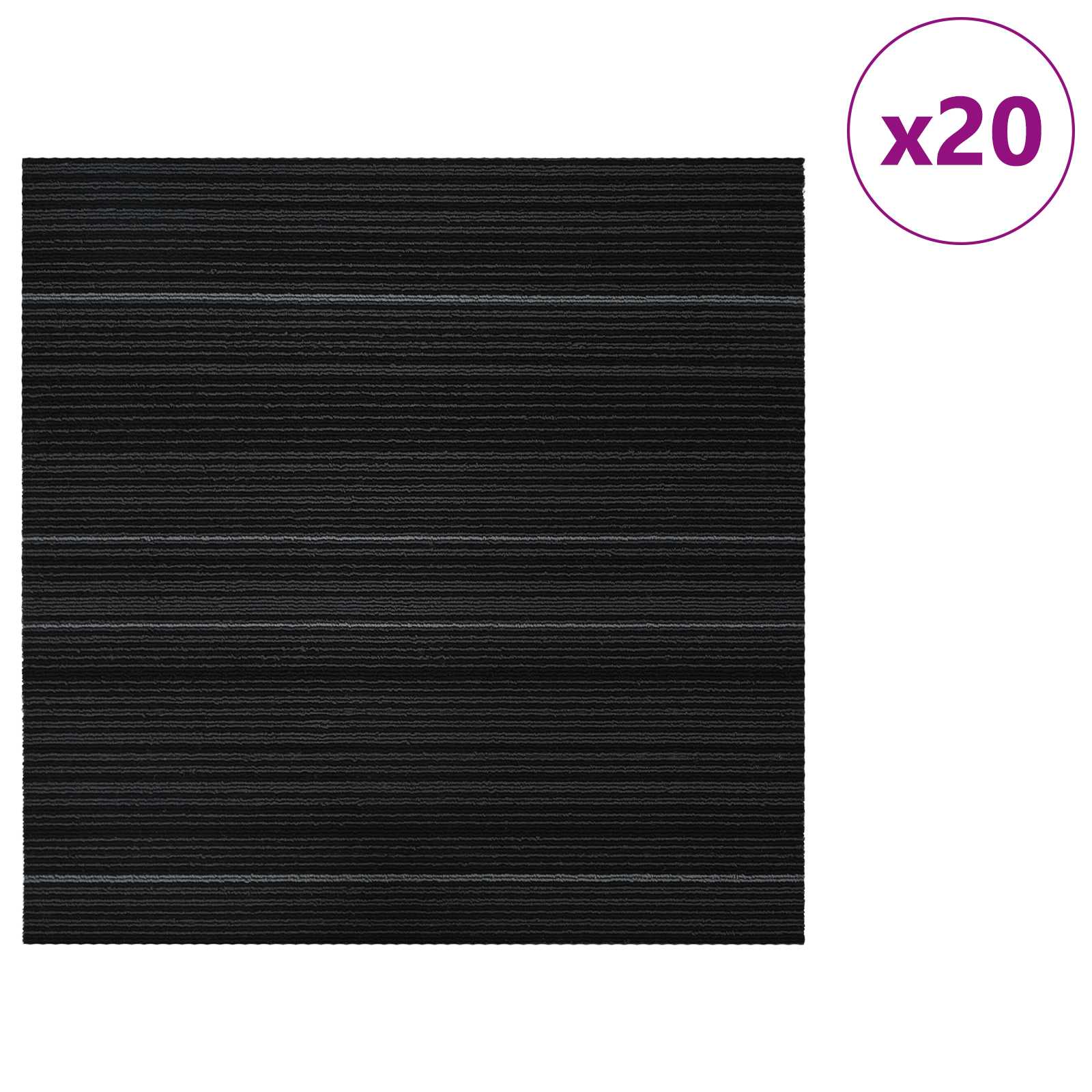 Teppichfliese Hellgrau mit Streifen 50 x 50 cm 4 pcs