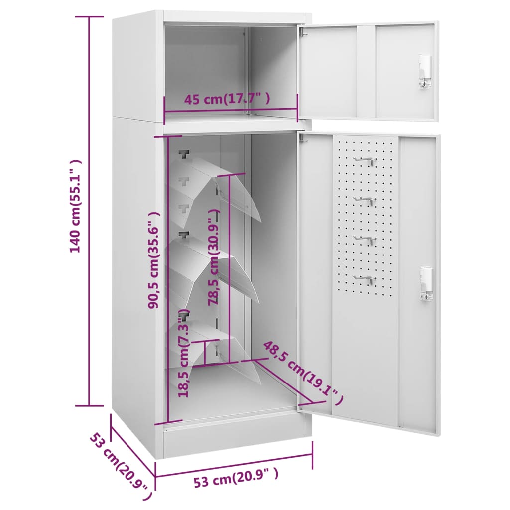 Sattelschrank Weiß 53x53x140 cm Stahl