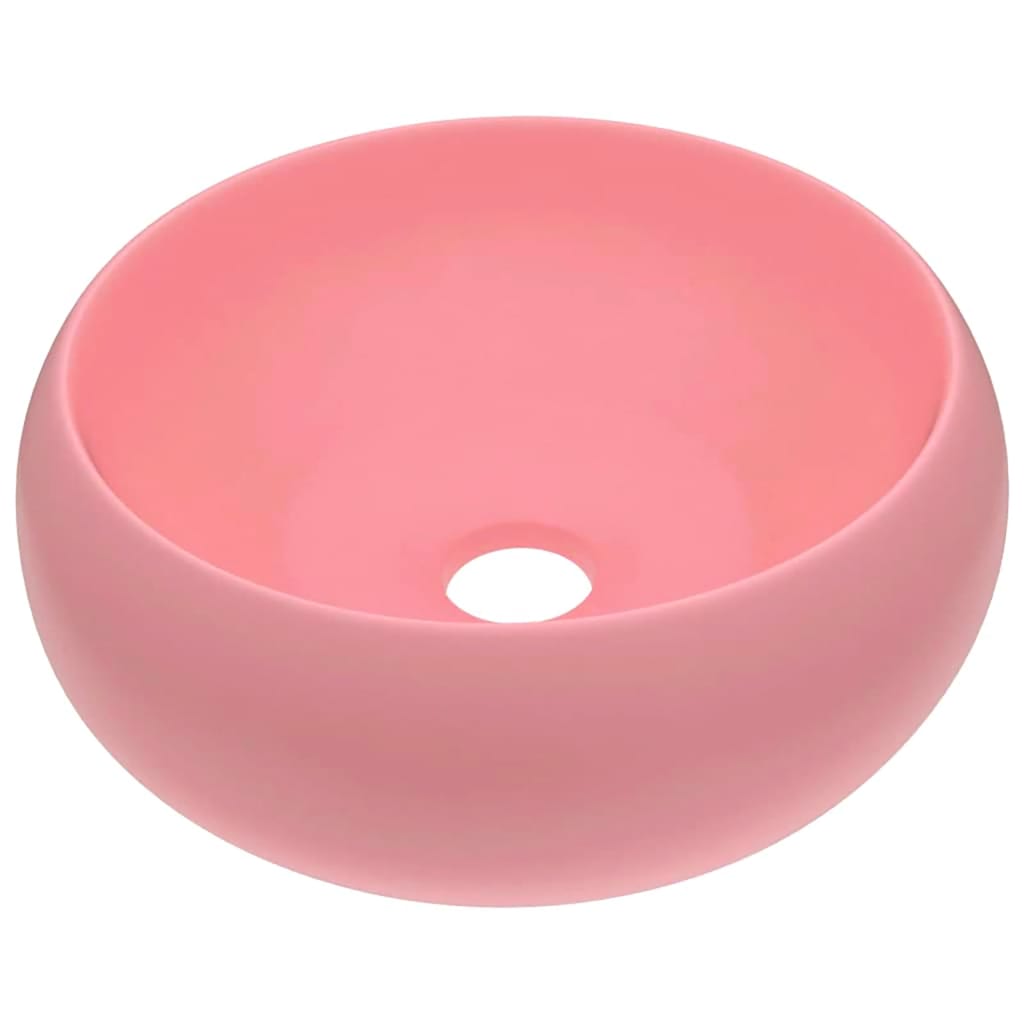 Luxuriöses Waschbecken Rund Matt Weiß 40x15 cm Keramik