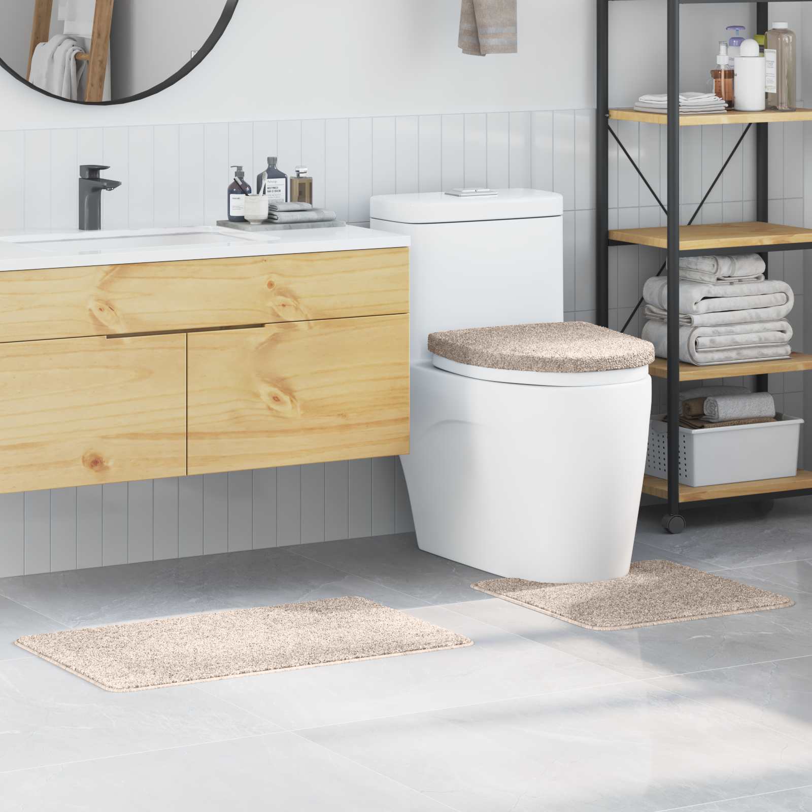 Anti-Rutsch Badematten-Set 3 pcs Grau PP