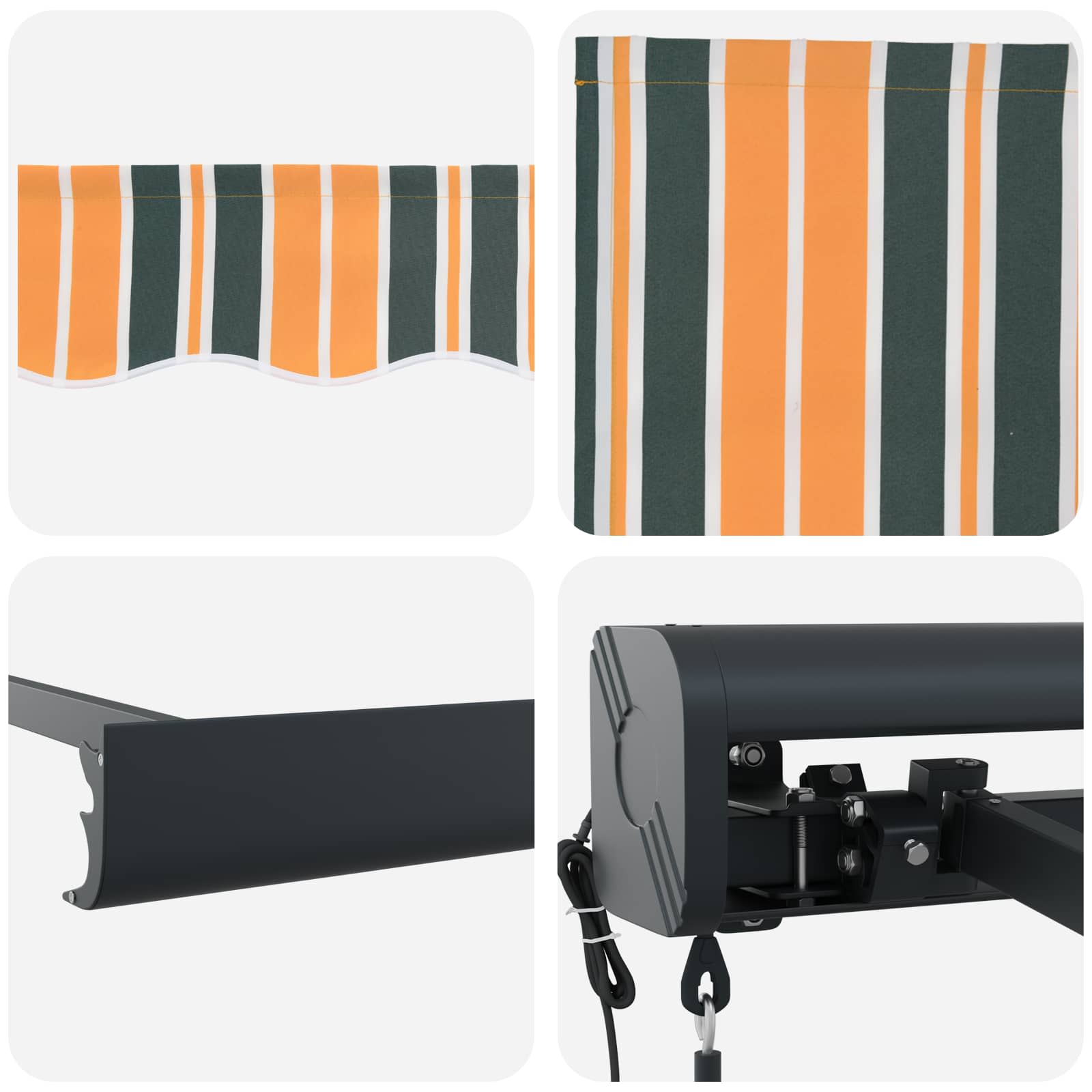 Markise Einziehbar Blau und Weiß 4x3 m Stoff und Aluminium