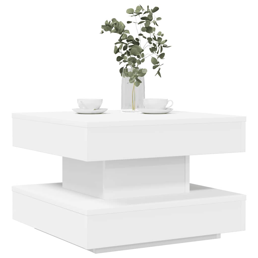 Couchtisch 360-Grad Drehbar Weiß 90x90x34,5 cm
