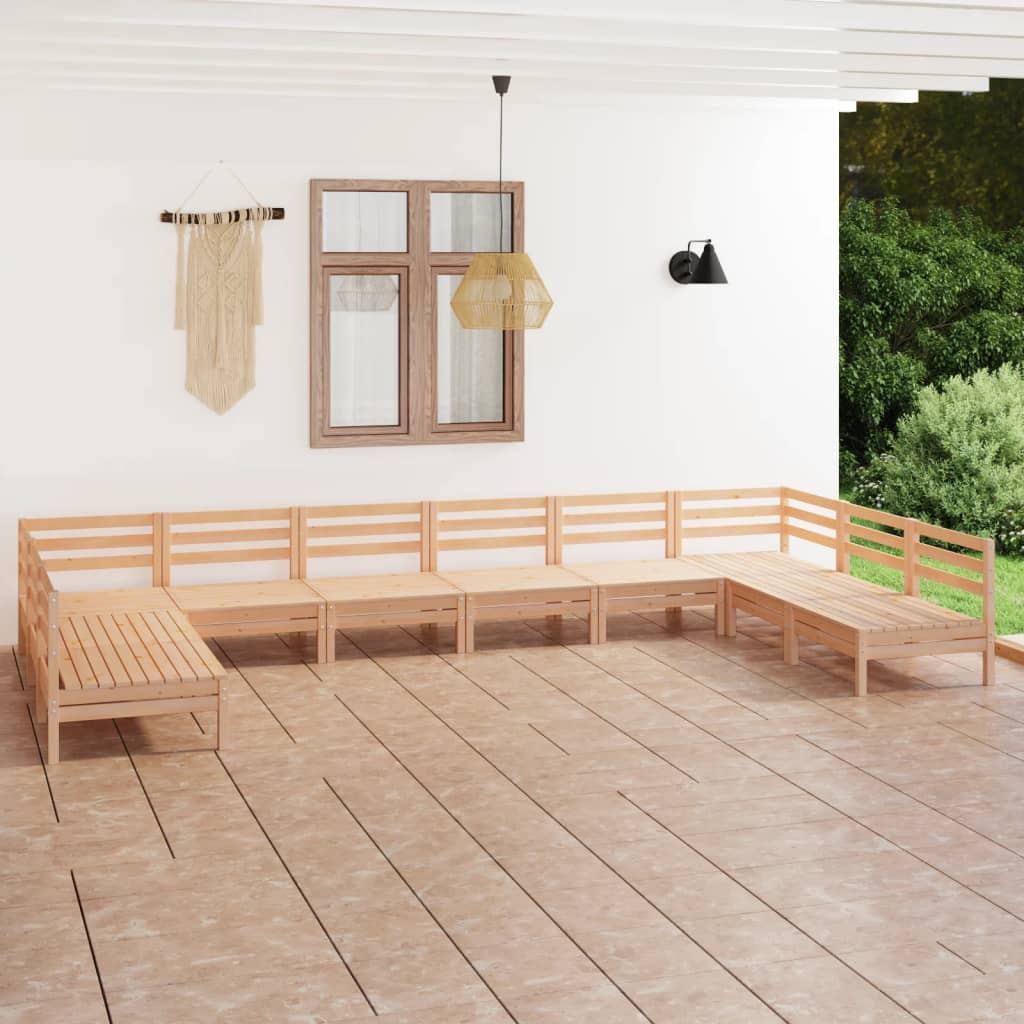 10-tlg. Garten-Lounge-Set Massivholz Kiefer