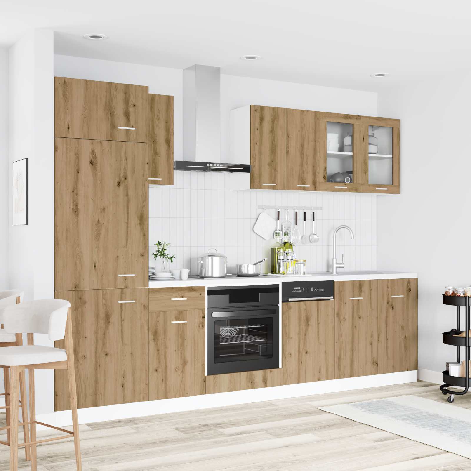 8-tlg. Küchenzeile Lyon Weiß Holzwerkstoff