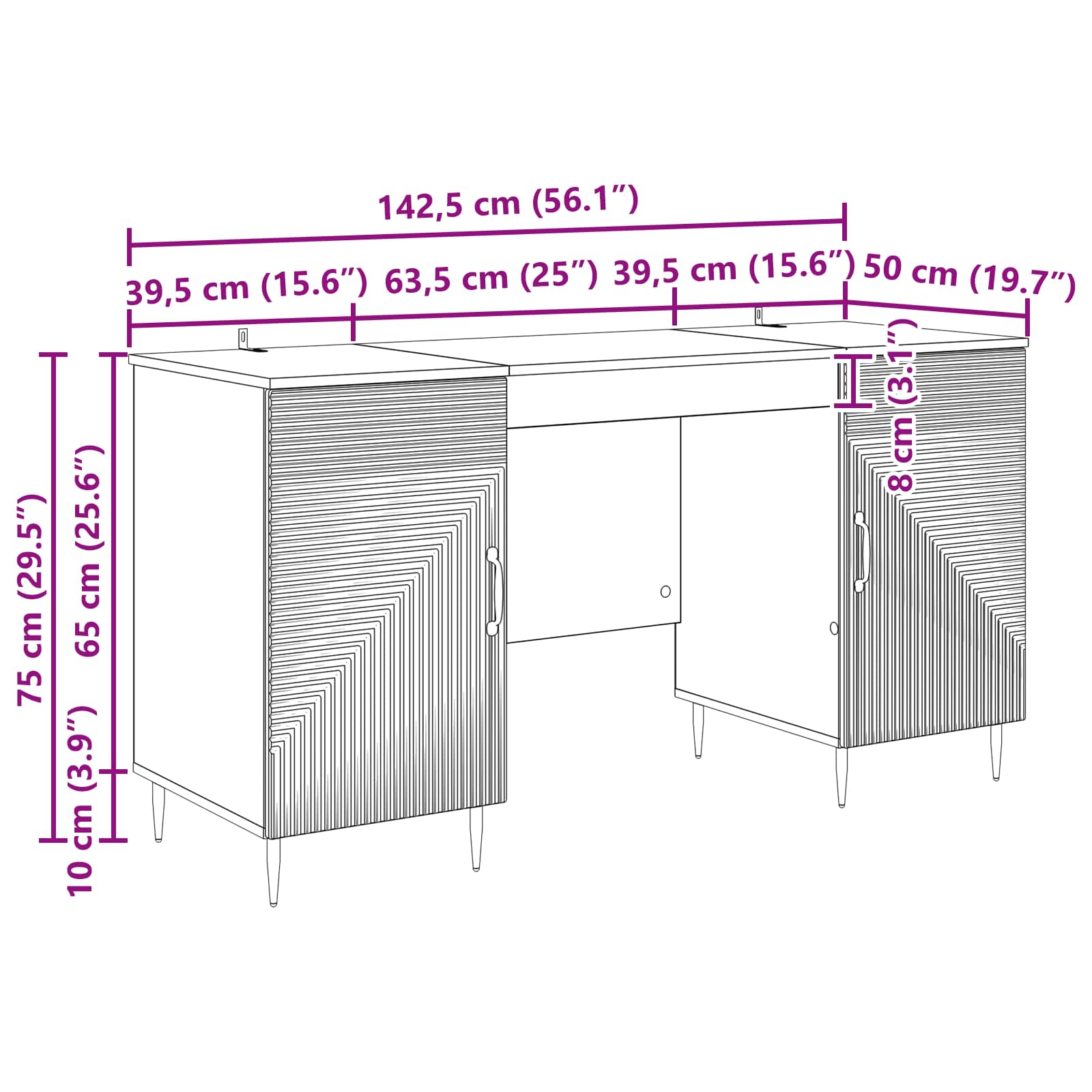 Schreibtisch mit Regal Schwarz 142,5 x 50 x 75 cm Holzwerkstoff