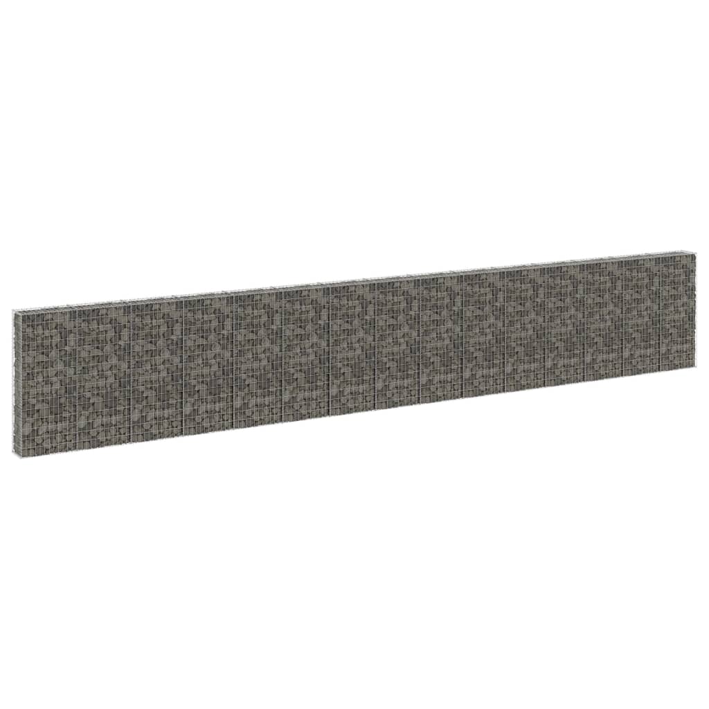 Gabionenwand mit Abdeckung Verzinkter Stahl 60x30x100 cm