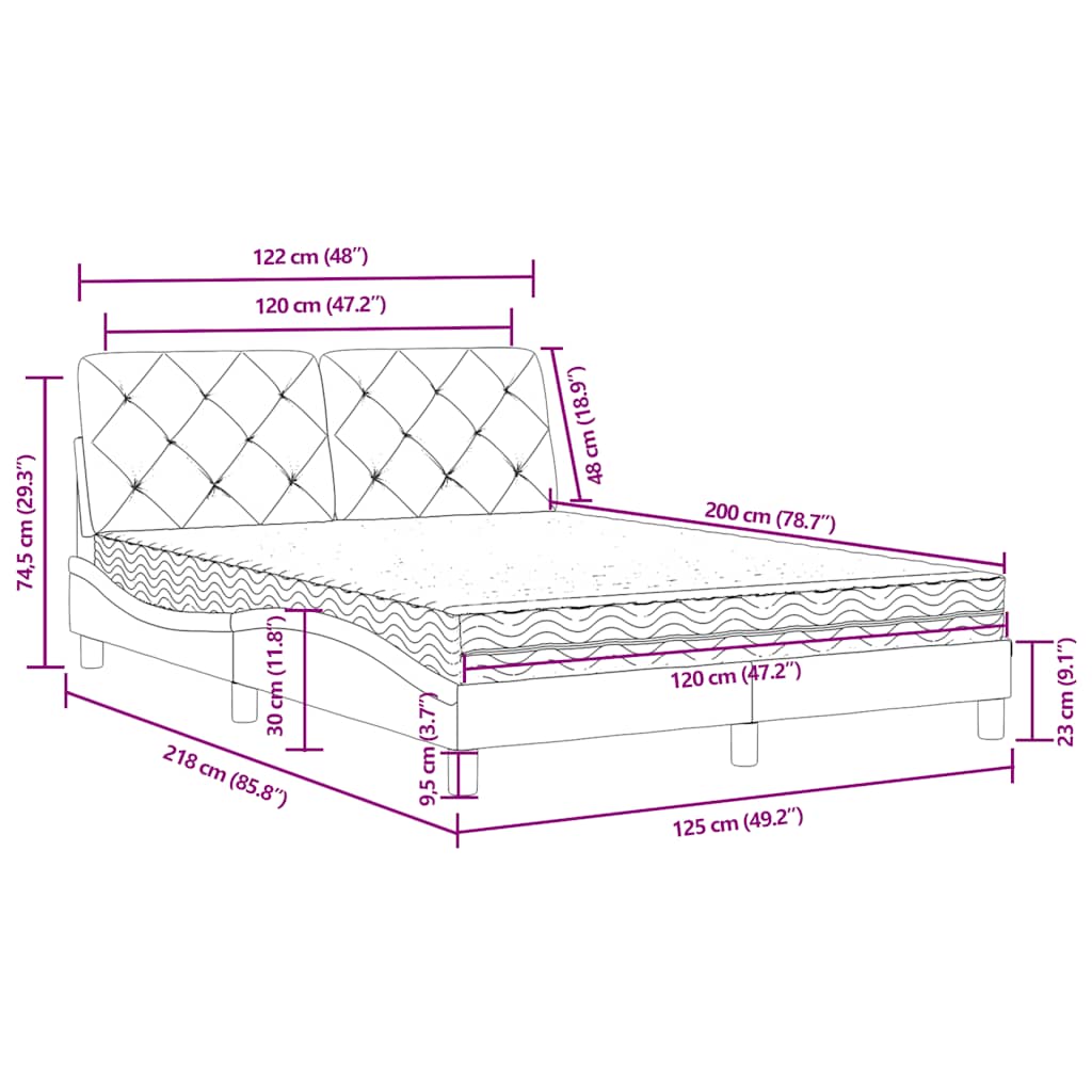 Bett mit Matratze Hellgrau 80x200 cm Samt