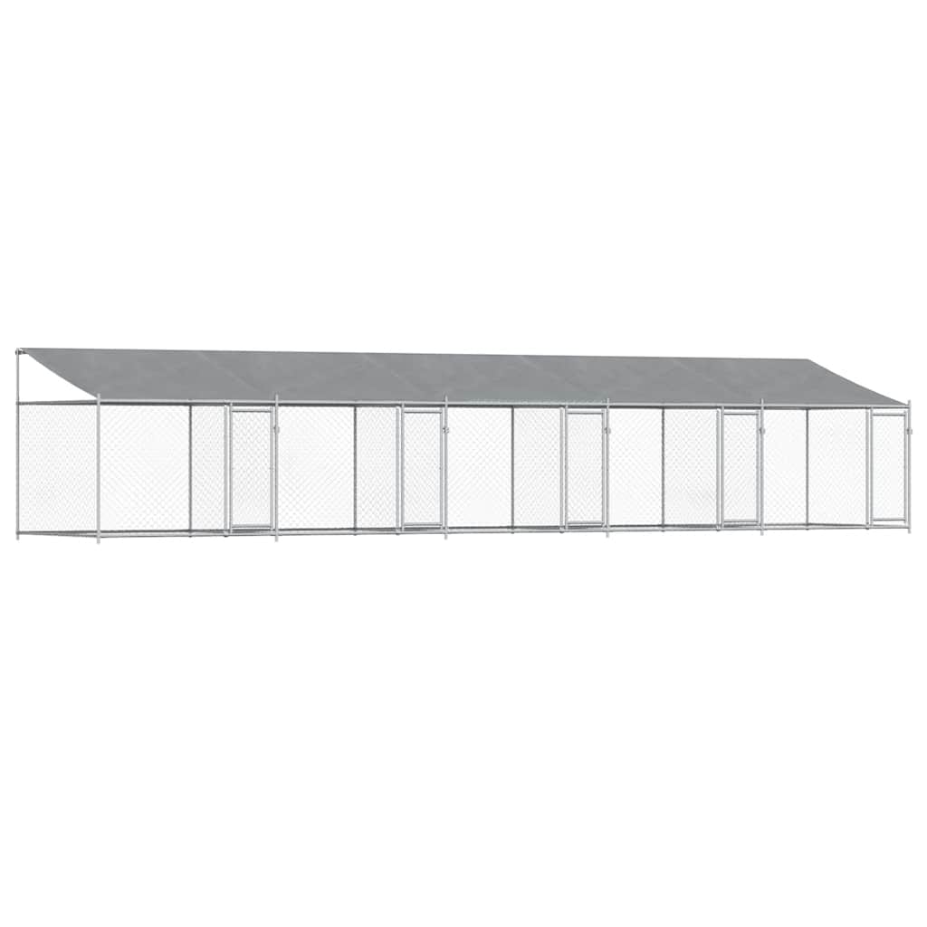 Hundezwinger mit Dach und Tür Grau 2x2x2 m Verzinkter Stahl