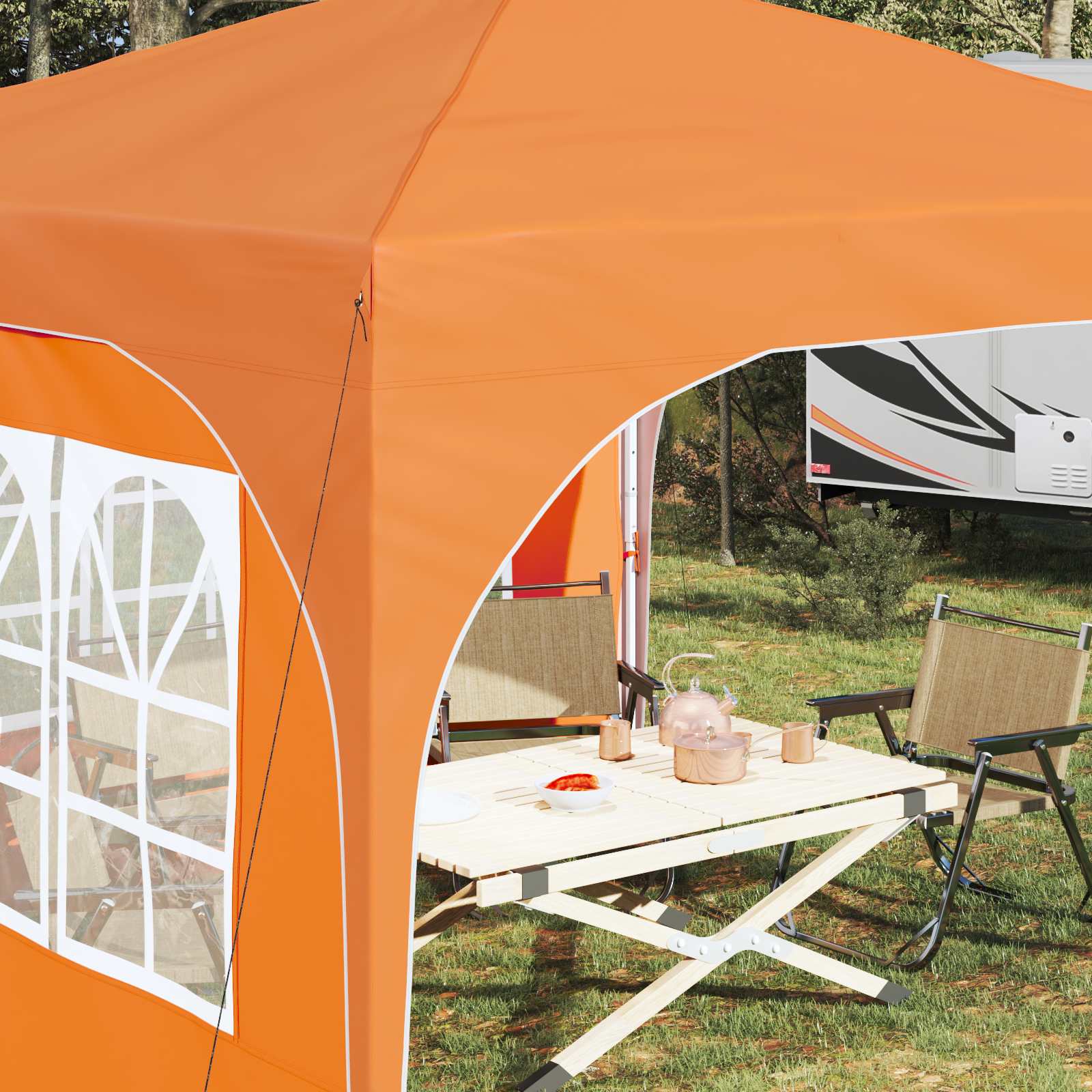 Pop-up Partyzelt 290 x 290 x 245 cm Creme