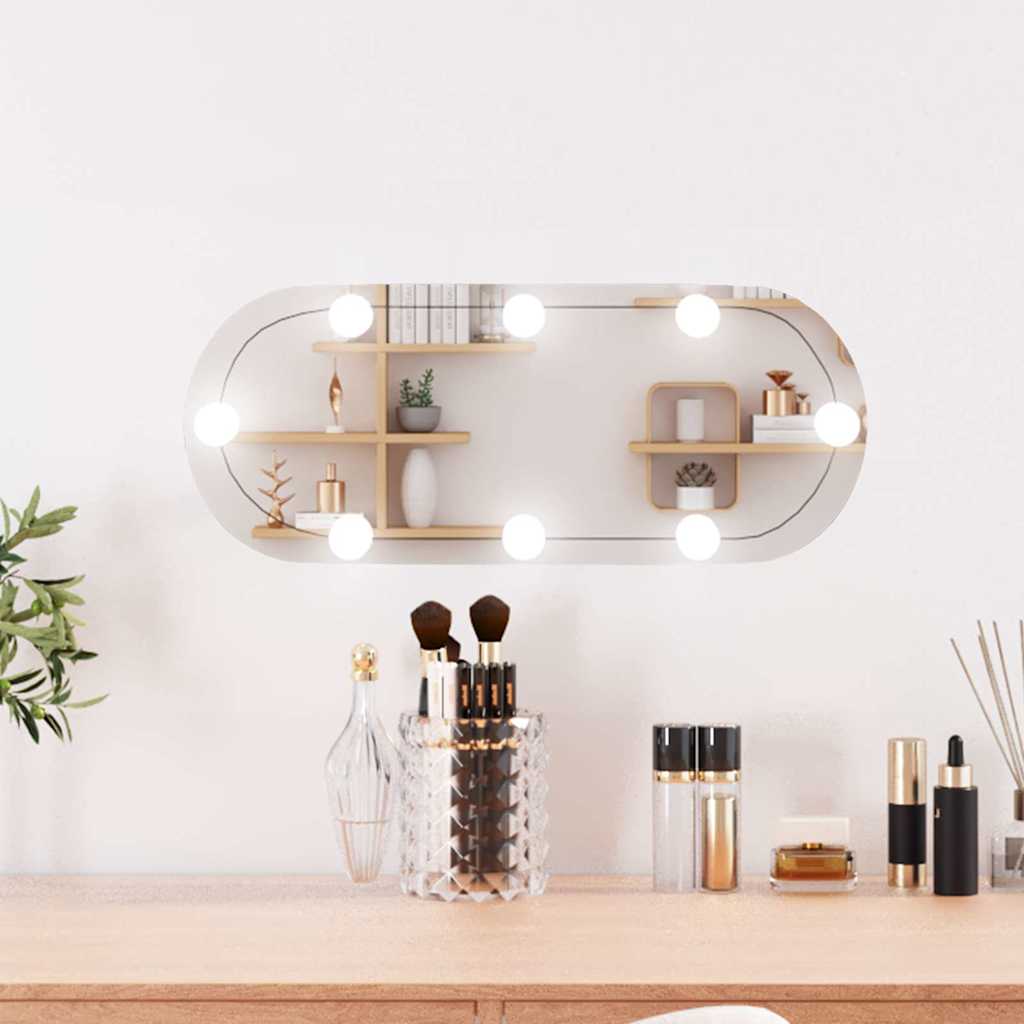 Spiegel mit LED-Leuchten 60x30 cm Glas Oval