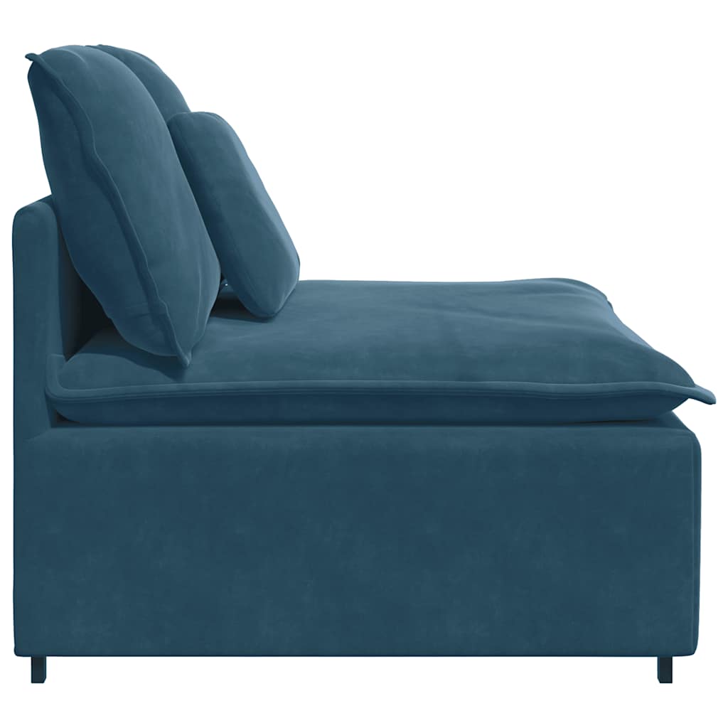 Modulares Sofa Endmodul mit Armlehne Kissen Blau 100 cm