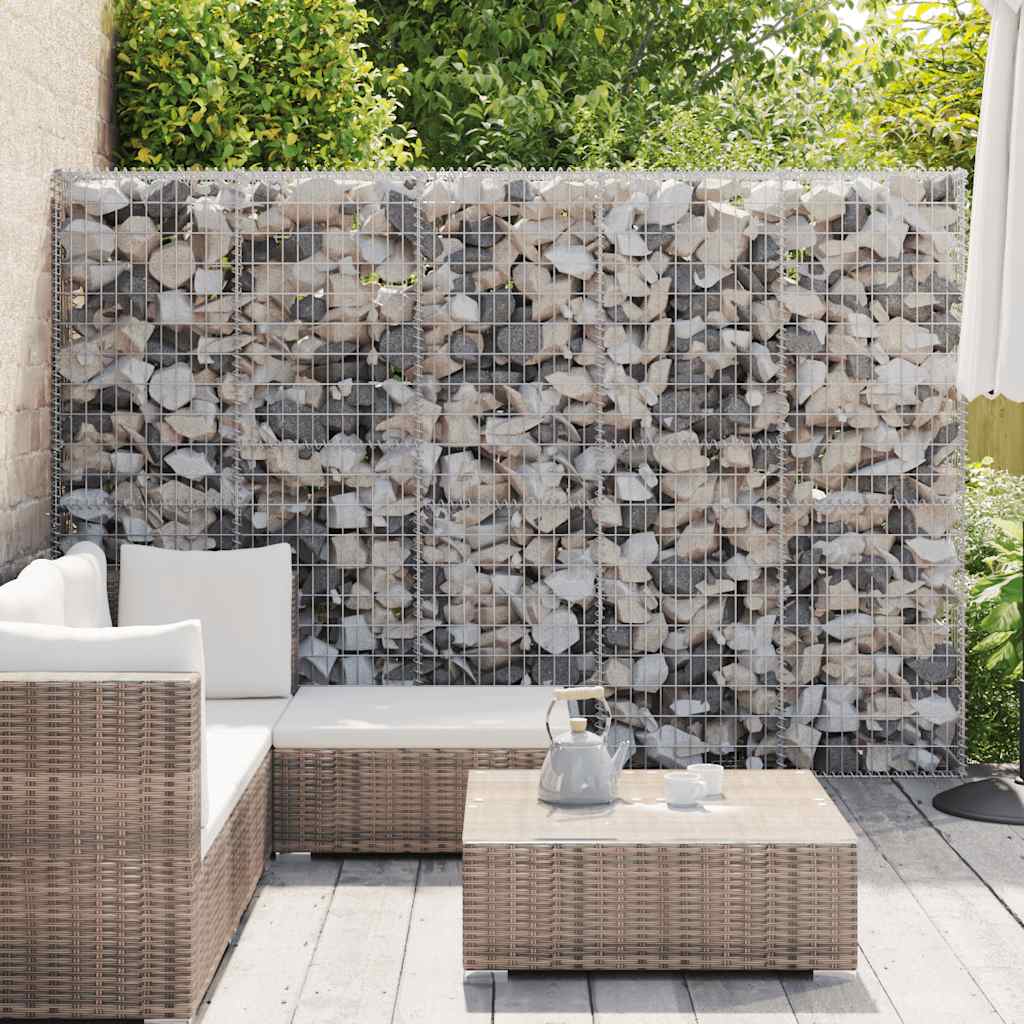 Gabionenwand mit Abdeckung Verzinkter Stahl 60x30x100 cm