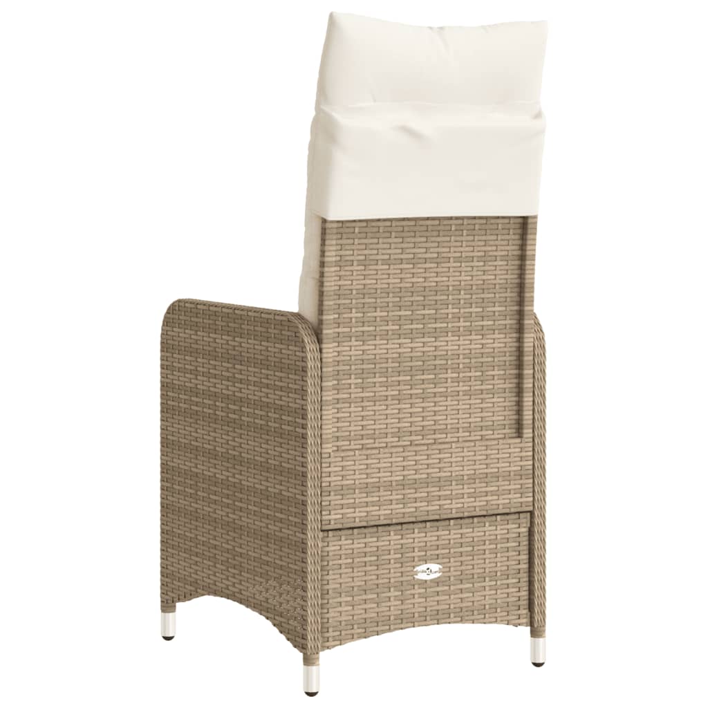 Gartensessel Verstellbar mit Kissen Schwarz Poly Rattan
