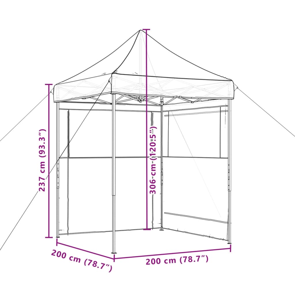 Partyzelt Faltbar Pop-Up Schwarz 200x200x306 cm
