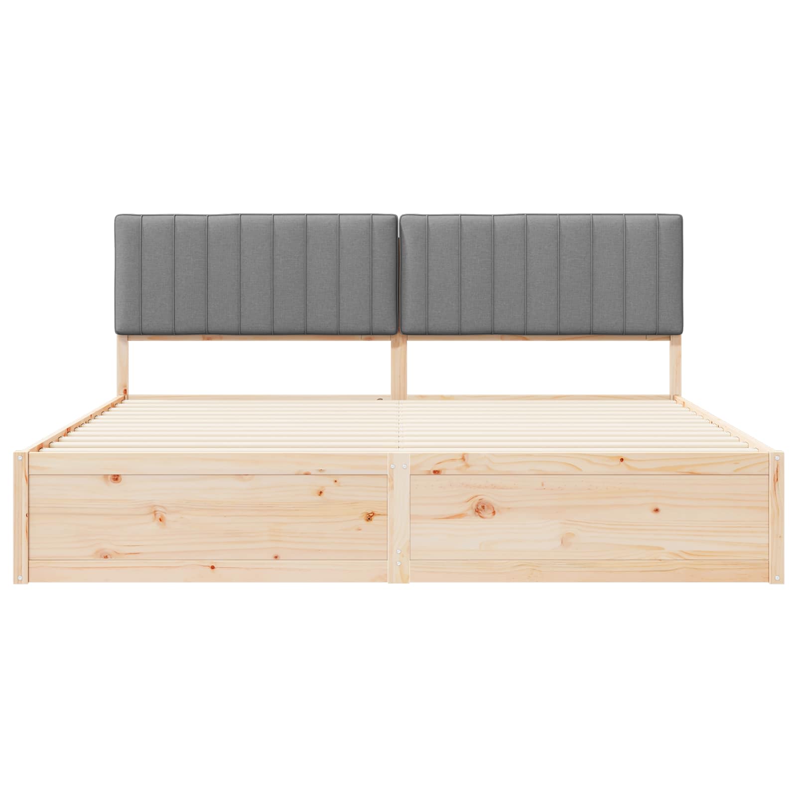 Bettgestell mit gepolstertem Kopfteil Hellgrau 200 x 200 cm