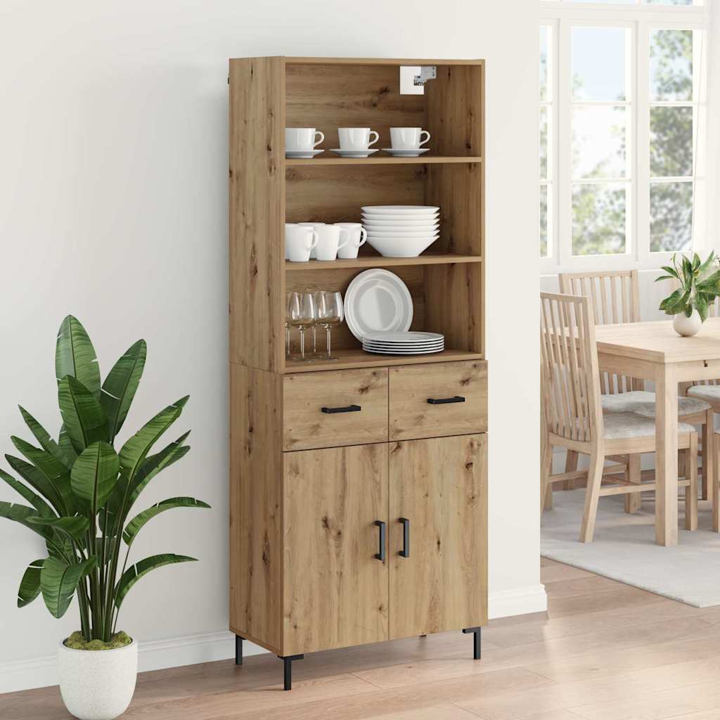 Highboard Hochglanz-Weiß 69,5x34x180 cm Holzwerkstoff