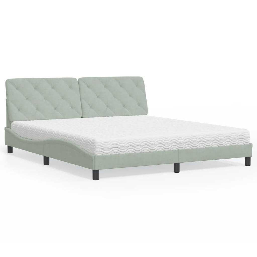 Bett mit Matratze Hellgrau 80x200 cm Samt