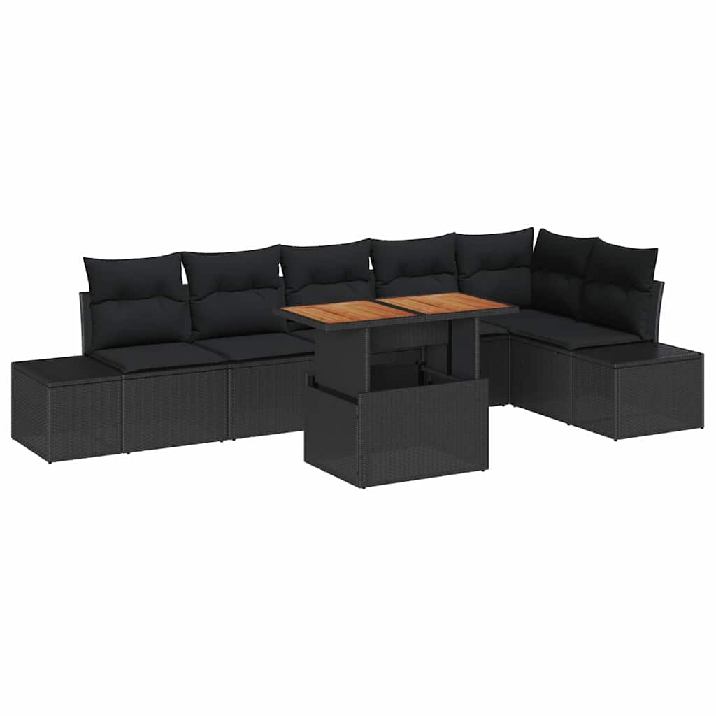 Garten Essgruppe mit Kissen 7 pcs Schwarz und Creme