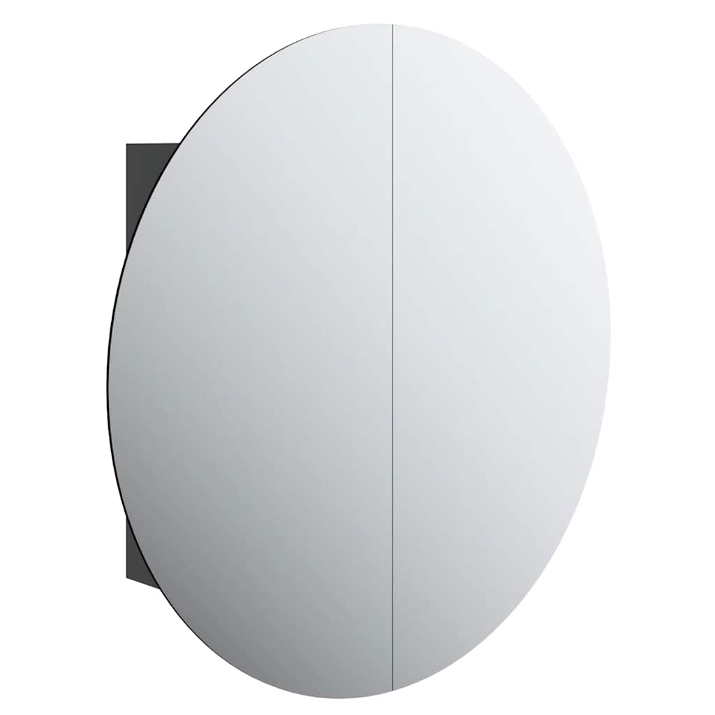 Badezimmerschrank mit Rundem Spiegel & LED Weiß 40x40x17,5 cm