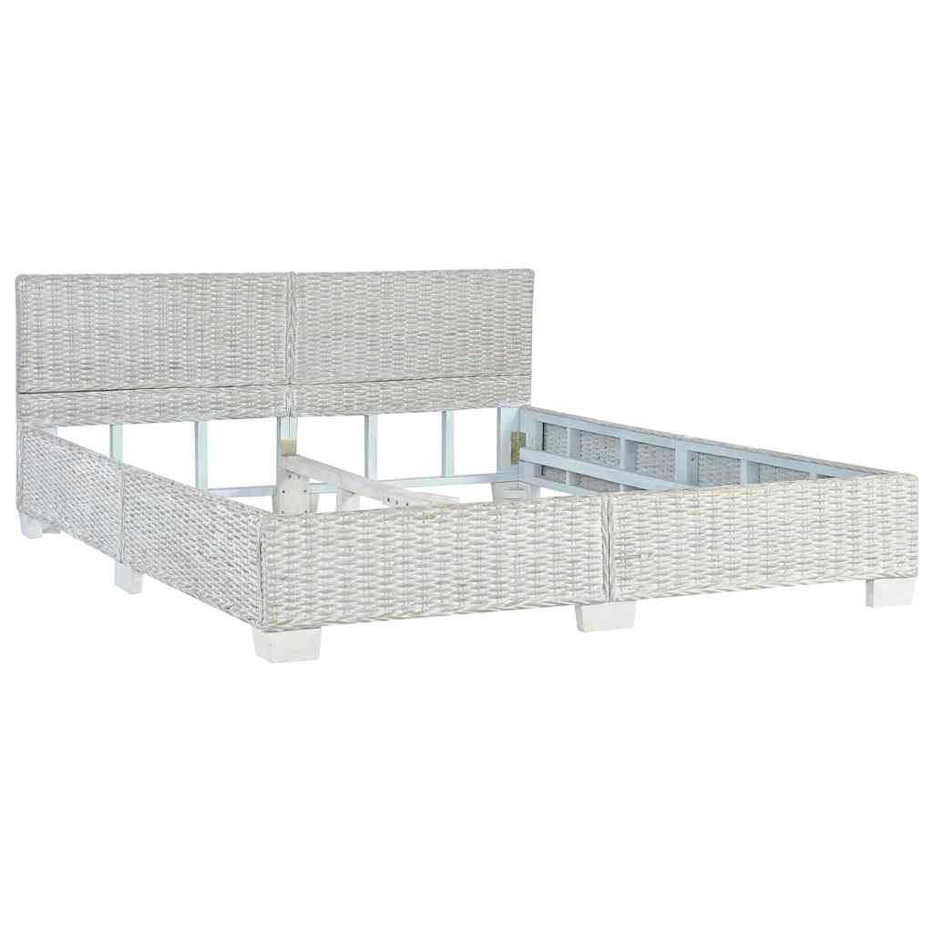 Bettgestell Grau Natur Rattan 140 x 200 cm