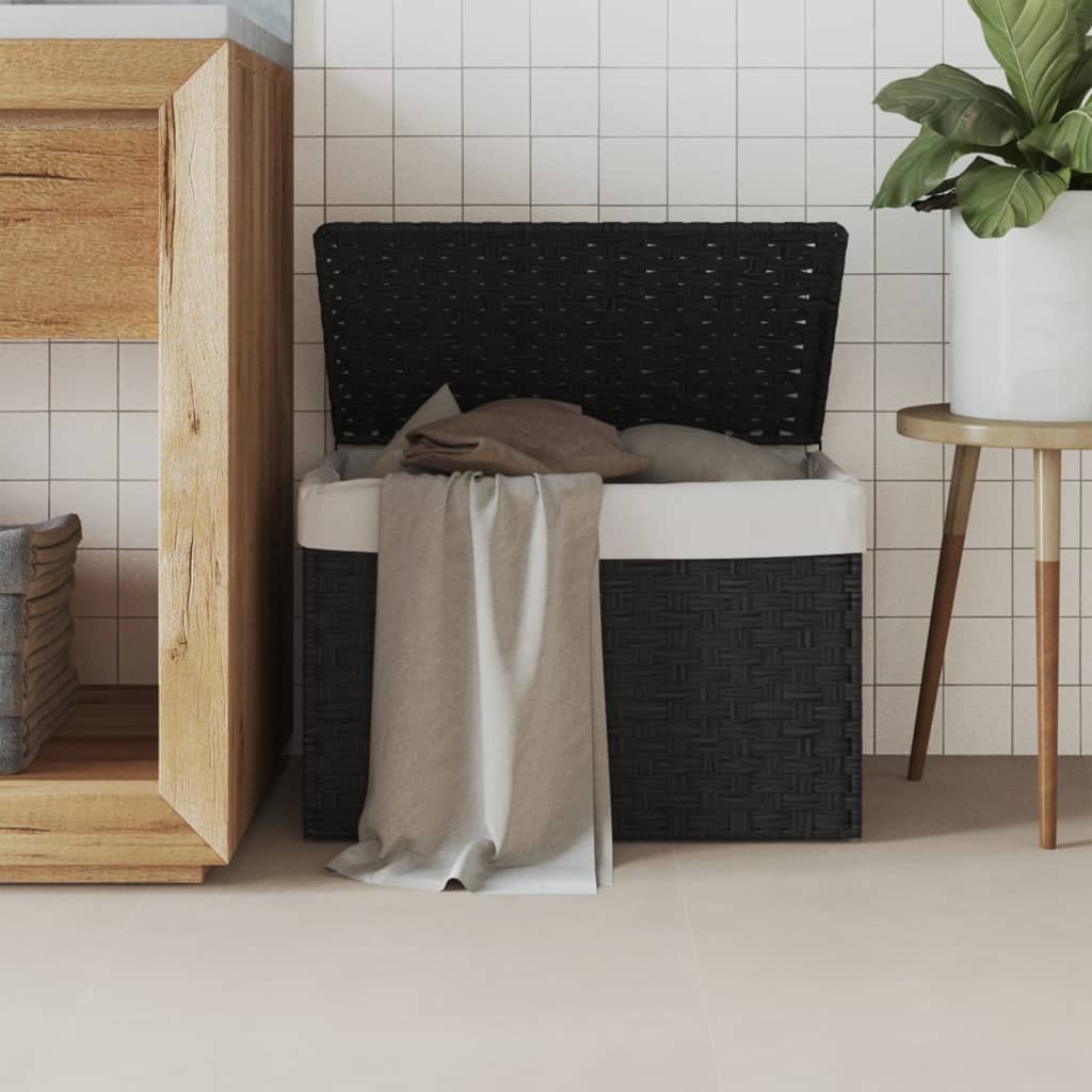 Wäschekorb mit Deckel 55,5x35x34 cm Poly Rattan