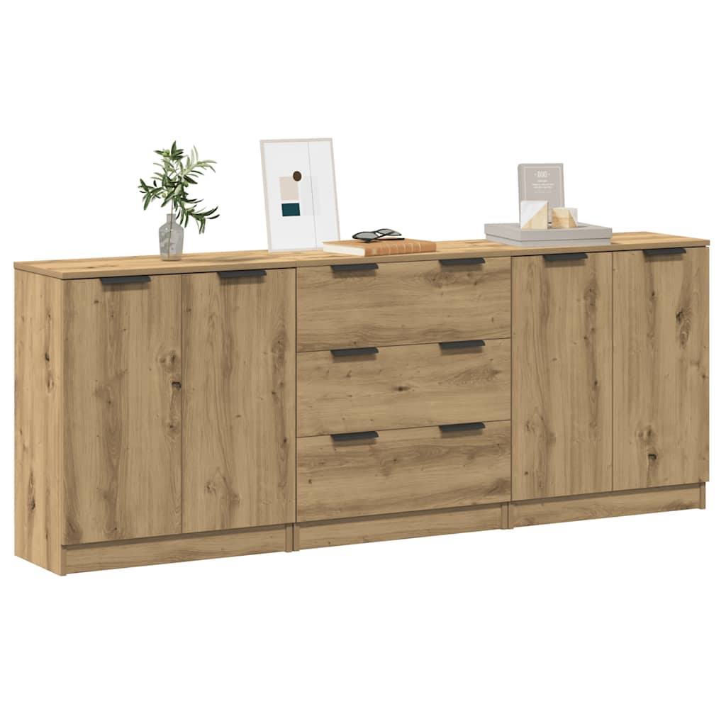 3-tlg. Sideboards Weiß Holzwerkstoff