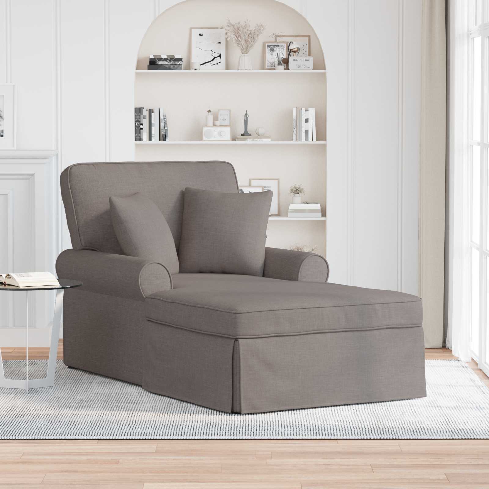 Chaise Lounge mit Rock mit Kissen 3 pcs Hellgrau Stoff