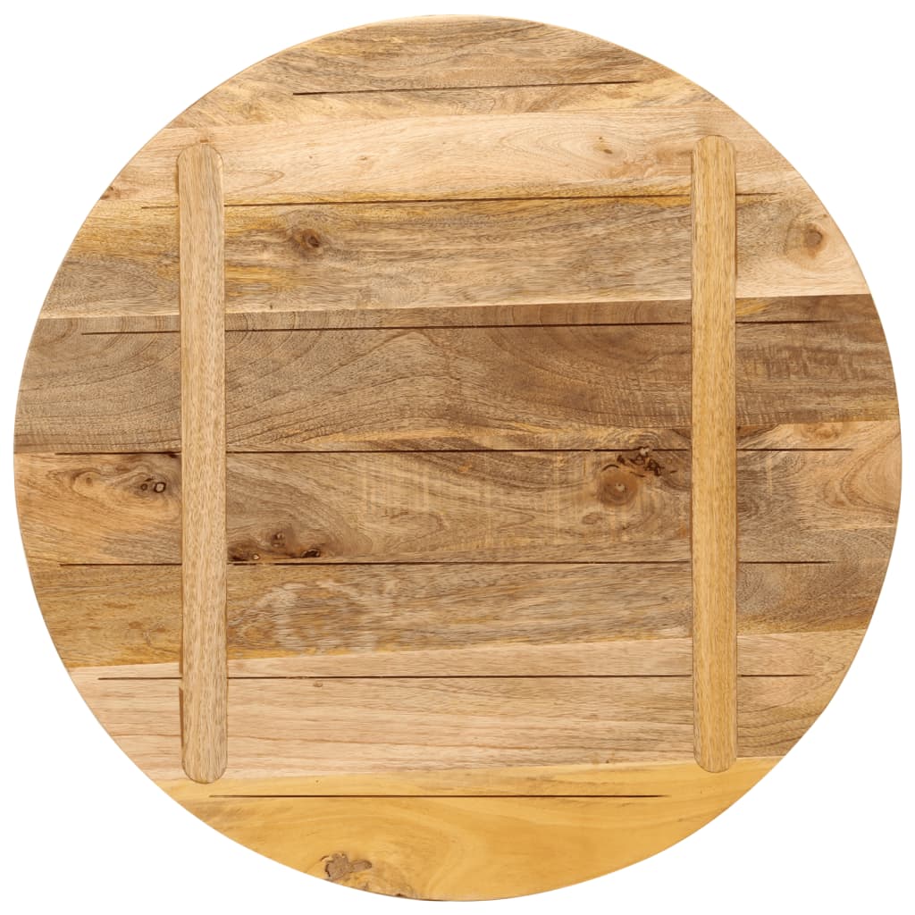 Tischplatte Ø 40x2,5 cm Rund Raues Massives Mangoholz